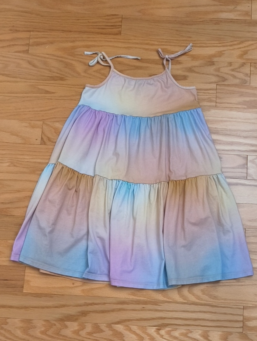 Tea Collection Pastel Rainbow Tie-Shoulder Tiered Dress Size 7 GU